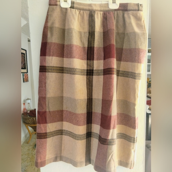 Prestige of Boston full women's plaid skirt wool blend size 16 union tag - Picture 1 of 10